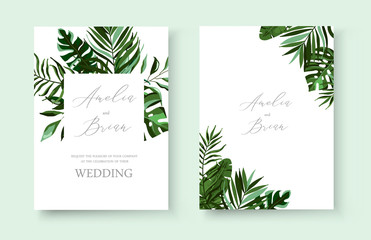 Wedding greenery tropical exotic floral invitation card save the date design