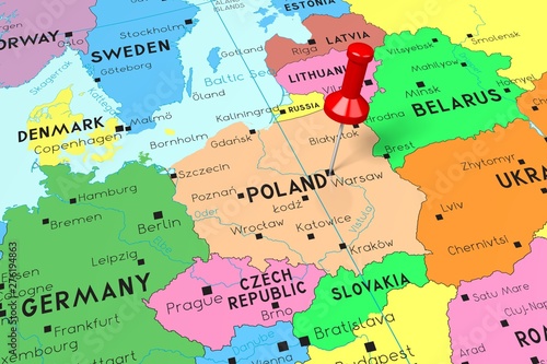 Dekoracja na wymiar  polska-warszawa-stolica-przypiete-na-mapie-politycznej