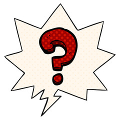 cartoon question mark and speech bubble in comic book style