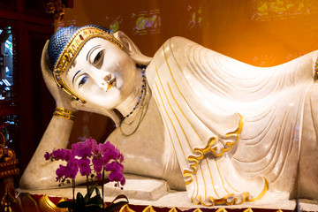 Reclining Buddha in Jade Buddha temple. Shanghai, China