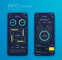 Vector graphics mobile infographics with three and two options. Template for creating mobile applications, workflow layout, diagram, banner, web design, business reports with 3 and 2 steps