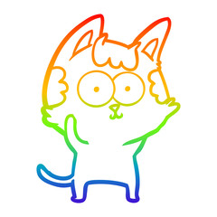 rainbow gradient line drawing happy cartoon cat