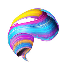 3d Render, Abstract Brush Stroke, Paint Splash, Splatter, Colorful Curl, Artistic Spiral, Vivid Ribbon