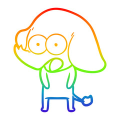 rainbow gradient line drawing cute cartoon elephant