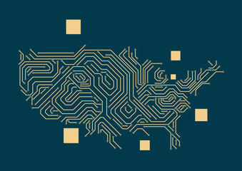 circuit board composed of map of the united states