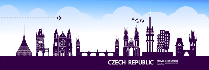Fototapete - Czech Republic travel destination grand vector illustration.