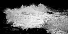 Surf Foam And Spray In Black And White Stormy Image