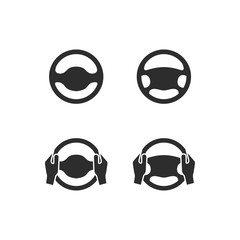 Poster - Car steering wheel icon set symbol template black color editable. simple logo vector illustration for graphic and web design.