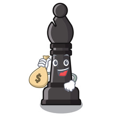 Canvas Print - With money bag chess bishop isolated with the cartoon