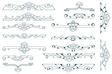 Wall Mural - Set of floral and plant tribal tattoos. Vector vignette for labels, sticker and other design.