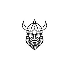 Outline Norse Viking Helmet Head Face for Esports Logo design