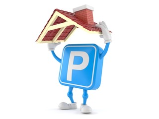 Canvas Print - Parking symbol character holding roof