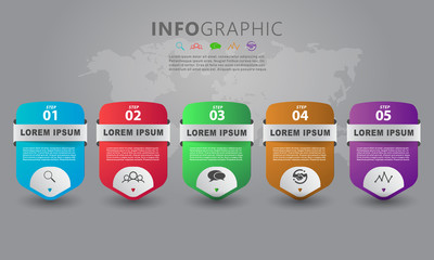 Sticker - info graphic with step information for layout template