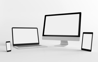 Mock up view of a devices isolated on a background with shadow