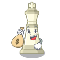 Wall Mural - With money bag chess king isolated in the character