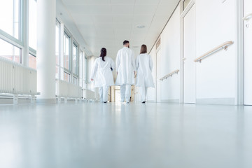 Poster - Three doctors walking down a corridor in hospital