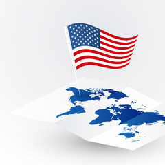 Wall Mural - travel America concept USA flag on blank vector world map