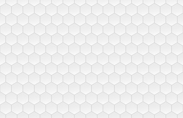 Wall Mural - Hexagon seamless pattern. White honeycomb on gray background. Golf texture.