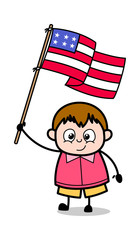 Wall Mural - Celebrating 4th of July - Teenager Cartoon Fat Boy Vector Illustration