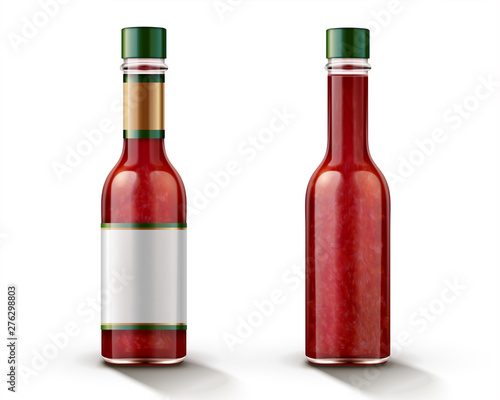 Fotomural Hot chili sauce bottle mockup
