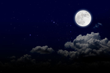 Wall Mural - full moon with starry and clouds background. romantic night.