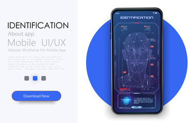 Aufkleber - Biometric , face recognition and voice recognition for authorization verification with futuristic identification. Technology mobile scanning. Recognition System Concept (Authentication) HUD, GUI, UI