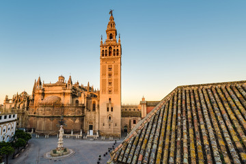 Giralda in the city of Seville in Andalusia, Spain.