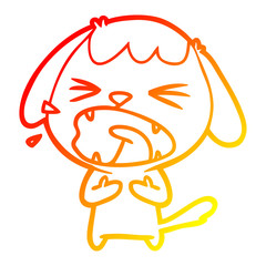 warm gradient line drawing cute cartoon dog