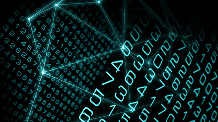 Computer algorithm programming, abstract transformation dots connected