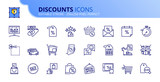 Fototapeta Do przedpokoju - Simple set of outline icons about discounts