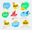 © Pro_Vector - Set of colorful badges with did you know question. Isolated on white background. Did you know banner with megaphone and tropical leaves.