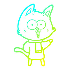 cold gradient line drawing funny cartoon cat