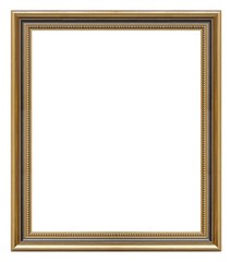 Golden frame for paintings, mirrors or photo isolated on white background