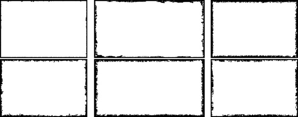 Set of frames in grunge style. Text templates black and white.