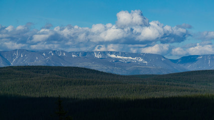 White clouds over the valley Khibiny