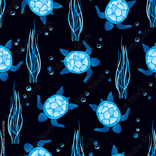 Seamless pattern with turtl...