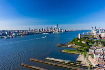 Fototapete - Aerial shot of the Hudson River New York USa