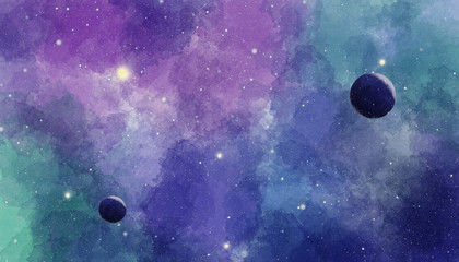 Wall Mural - blue watercolor space background. illustration painting