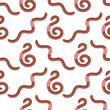 Animal Earth Red Worms for Fishing Seamless Pattern on White Background