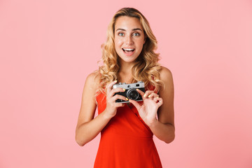 Wall Mural - Lovely young blonde woman wearing summer dress