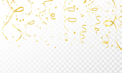 Wall Mural - celebration background template with confetti gold ribbons. luxury greeting rich card.
