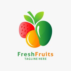 Wall Mural - Fresh fruits logo design