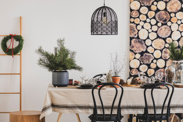 Wall Mural - hipster dining room ready for christmas eve supper