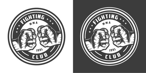 Sticker - Vintage monochrome mma fight club emblem