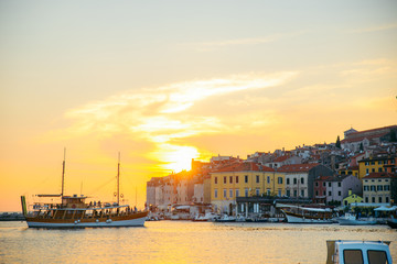 Wall Mural - view of beautiful old city Rovinj in Croatia on sunset