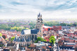 Panoramic aerial view of the historic part of Bruges, Belgium