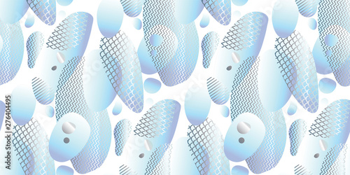 Abstract blue and white liquid spot seamless pattern