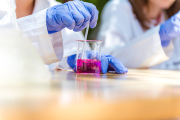 Close-up of chemical in test tube at laboratory.