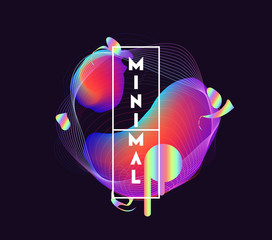 Wall Mural - abstract background design, gradient liquid forms, neon linear elements, holographic color of object