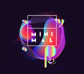Wall Mural - abstract background design, gradient liquid forms, neon linear elements, holographic color of object